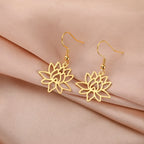 Pendientes Colgantes Flor de Loto para Mujer en oro