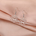 Pendientes Colgantes Flor de Loto para Mujer en plata
