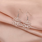 Pendientes Colgantes Flor de Loto para Mujer en plata