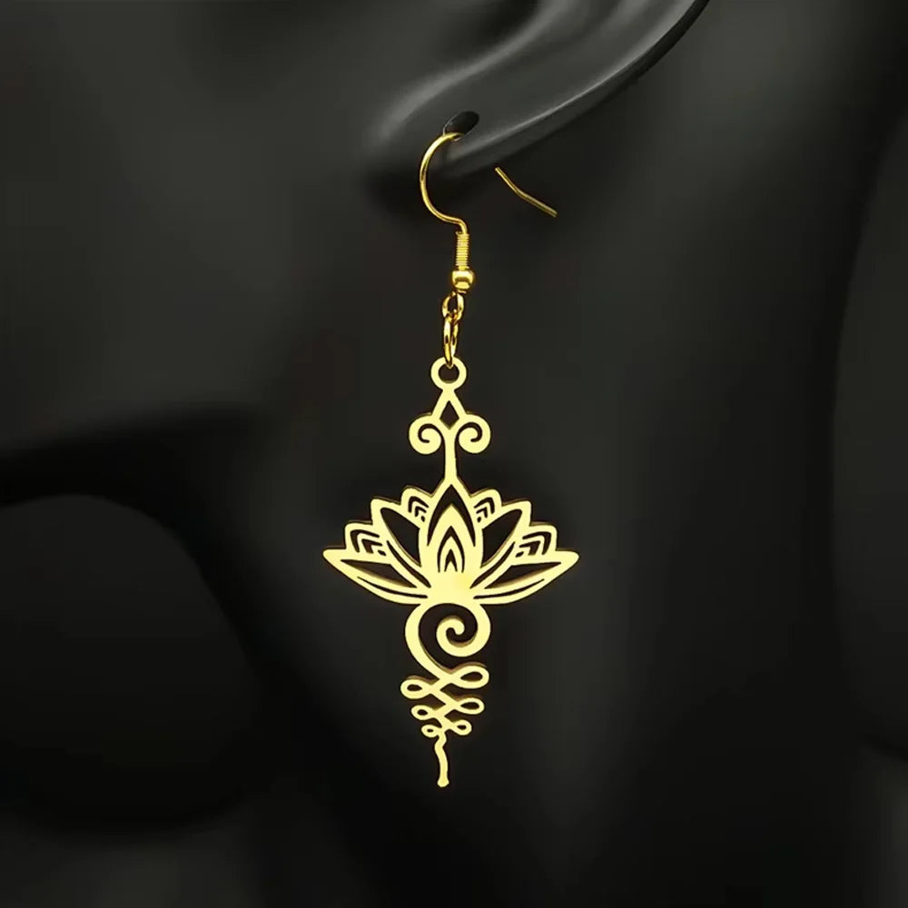 Pendientes Colgantes Flor de Loto para Mujer oro