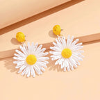 Pendientes Colgantes Flor de Margarita blanca y amarilla