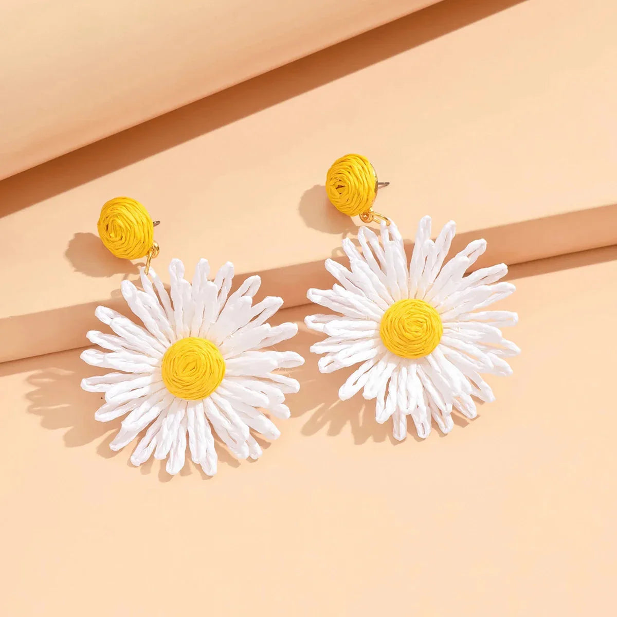 Pendientes Colgantes Flor de Margarita blanca y amarilla