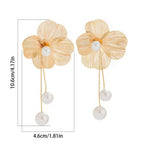 Pendientes Colgantes Flor y Perlas