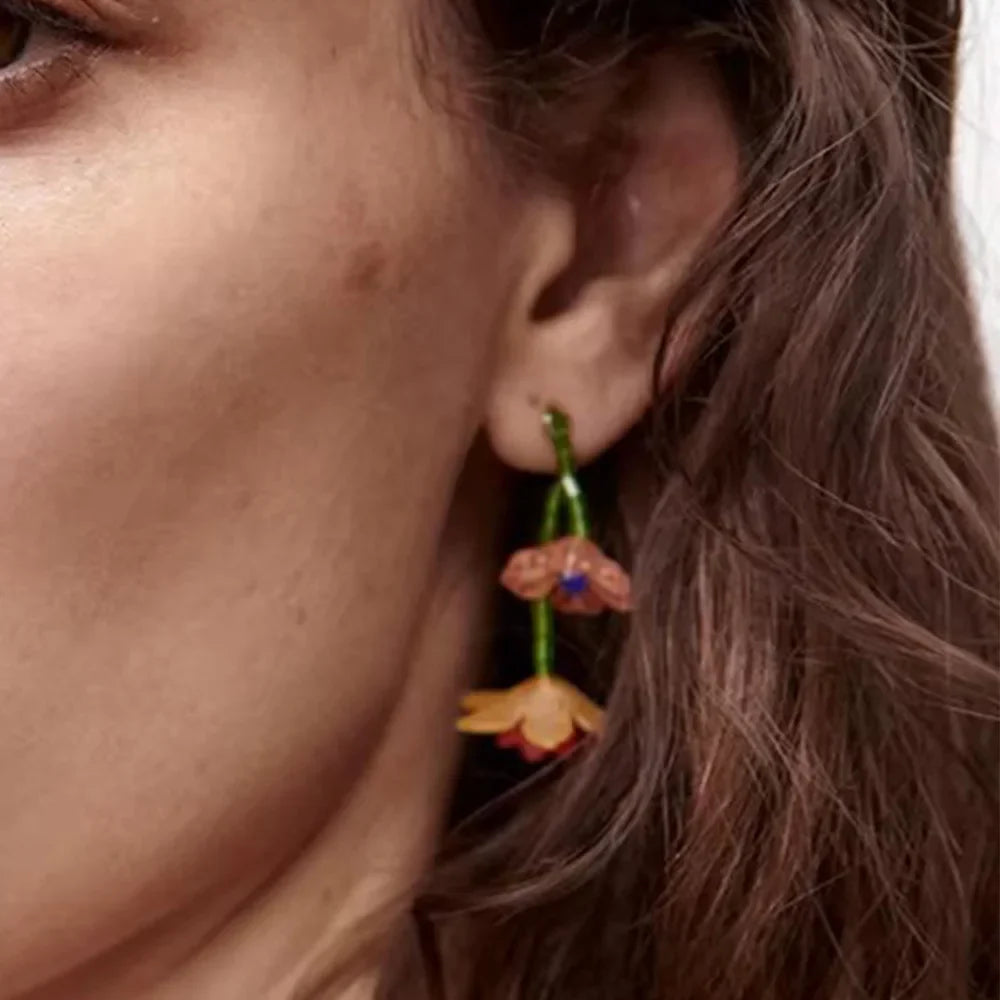 Pendientes Colgantes Flor Estilo Bohemio