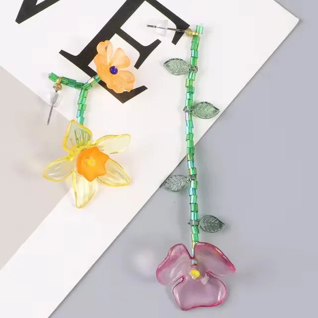 Pendientes Colgantes Flor Estilo Bohemio