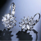 Pendientes Colgantes Flor de Circonio blanco