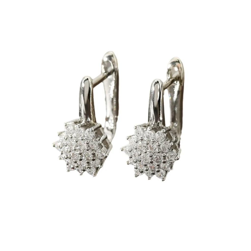 Pendientes Colgantes Flor de Circonio blanco B