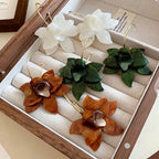 Pendientes Aros Colgantes Flores Anchas Marrones