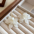 Pendientes Aros Colgantes Flores Anchas Blancas