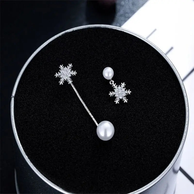 Pendientes Colgantes Copo de Nieve Plata para Mujer