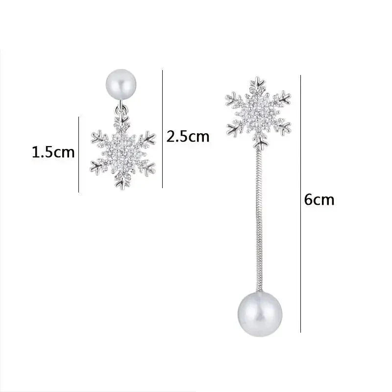 Pendientes Colgantes Copo de Nieve Plata Mujer