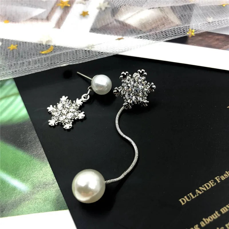 Pendientes Colgantes Copo de Nieve Plata para Mujer
