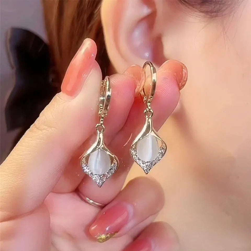 Pendientes Colgantes Gota de Agua con Circonio blanco