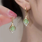 Pendientes Colgantes Gota de Agua con Circonio verde