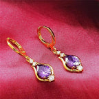 Pendientes Colgantes Gota de Agua con Circonio violeta