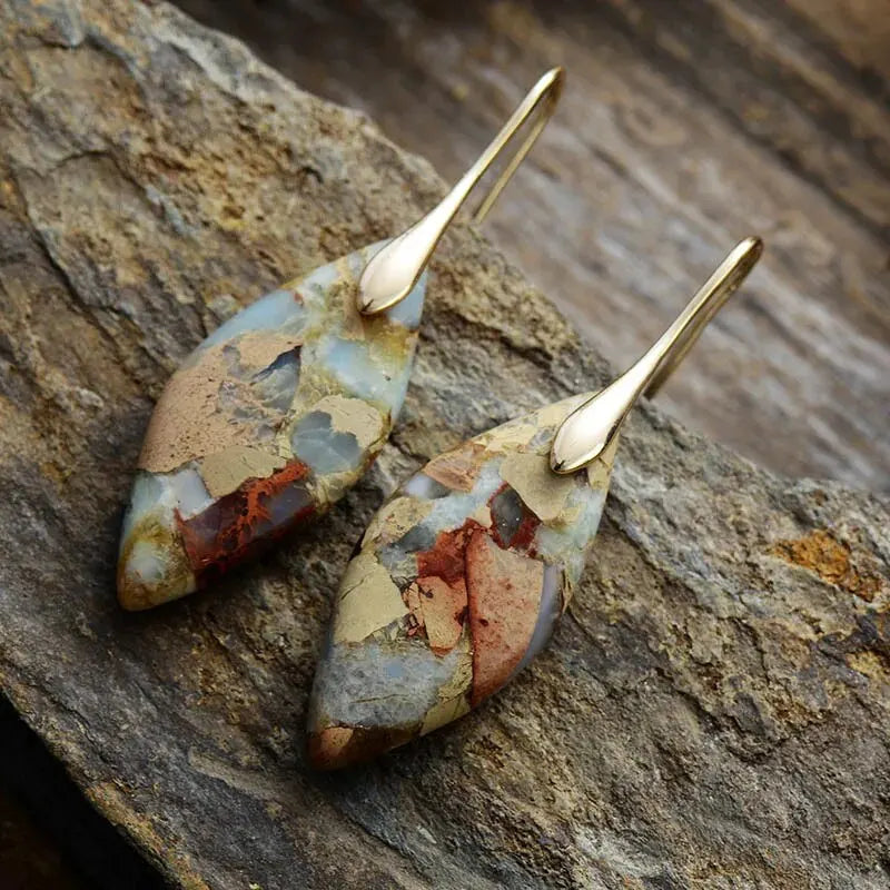 Pendientes Colgantes Gota de Agua de Color oro y marrón