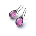 Pendientes Colgantes Gota de Agua en color plata y violeta