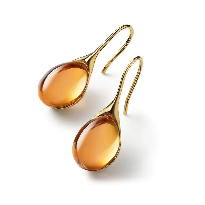 Pendientes Colgantes Gota de Agua en color oro y marrón