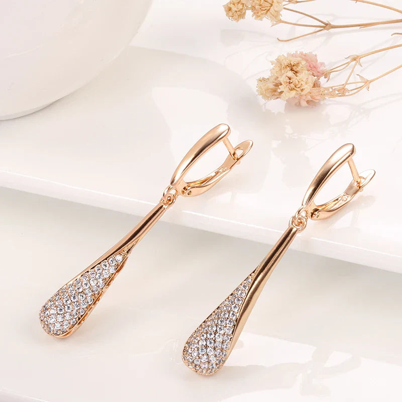 Pendientes Colgantes de Gota de Agua con Circonio para Mujer
