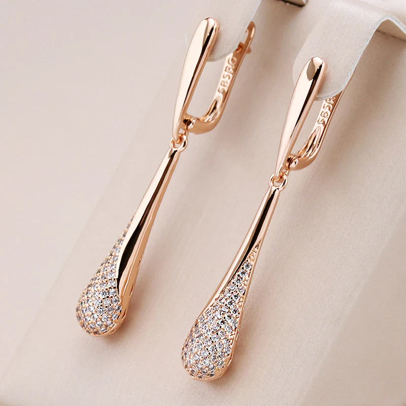 Pendientes Colgantes de Gota de Agua con Circonio para Mujer