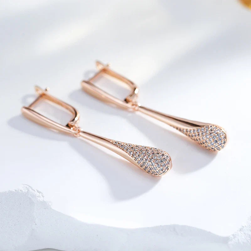 Pendientes Colgantes de Gota de Agua con Circonio para Mujer