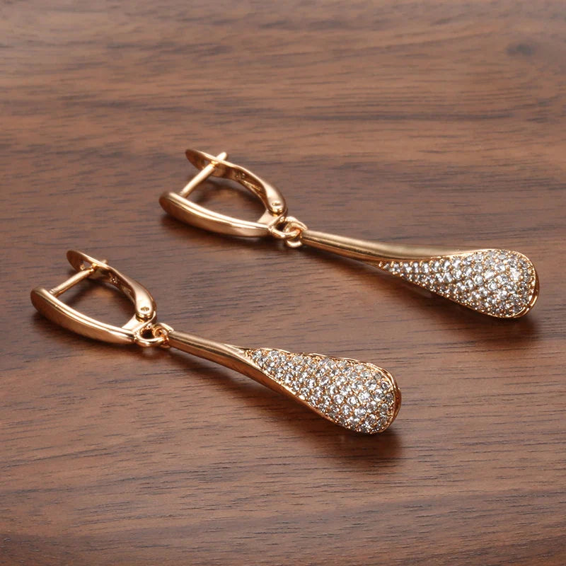 Pendientes Colgantes de Gota de Agua con Circonio para Mujer