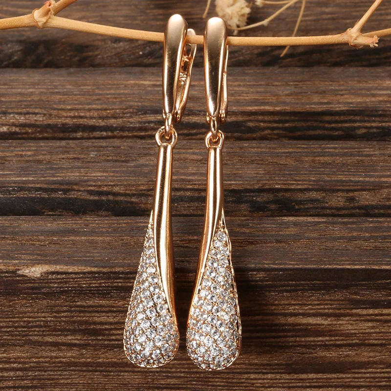 Pendientes Colgantes de Gota de Agua con Circonio para Mujer