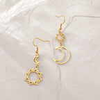 Pendientes Colgantes Luna y Sol oro