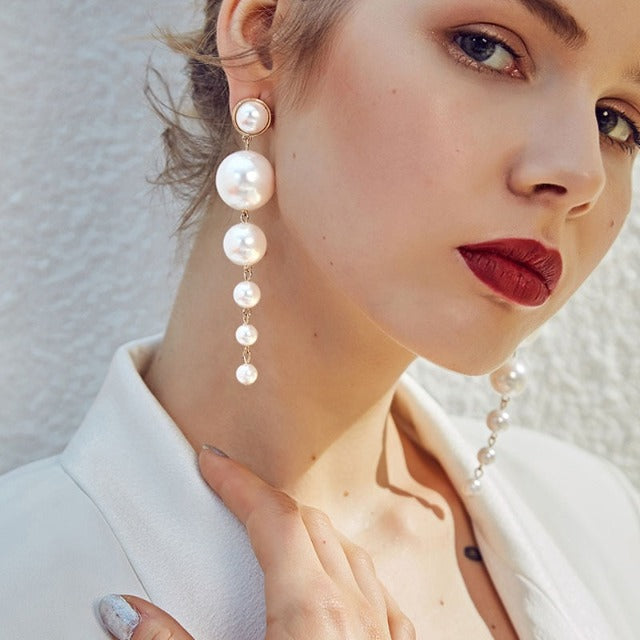Pendientes Colgantes con Perlas Nacaradas