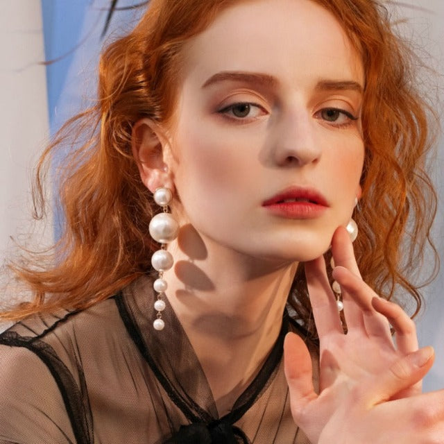 Pendientes Colgantes con Perlas Nacaradas
