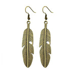 Pendientes Colgantes de Plumas para Mujer bronce