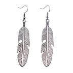 Pendientes Colgantes de Plumas para Mujer plata