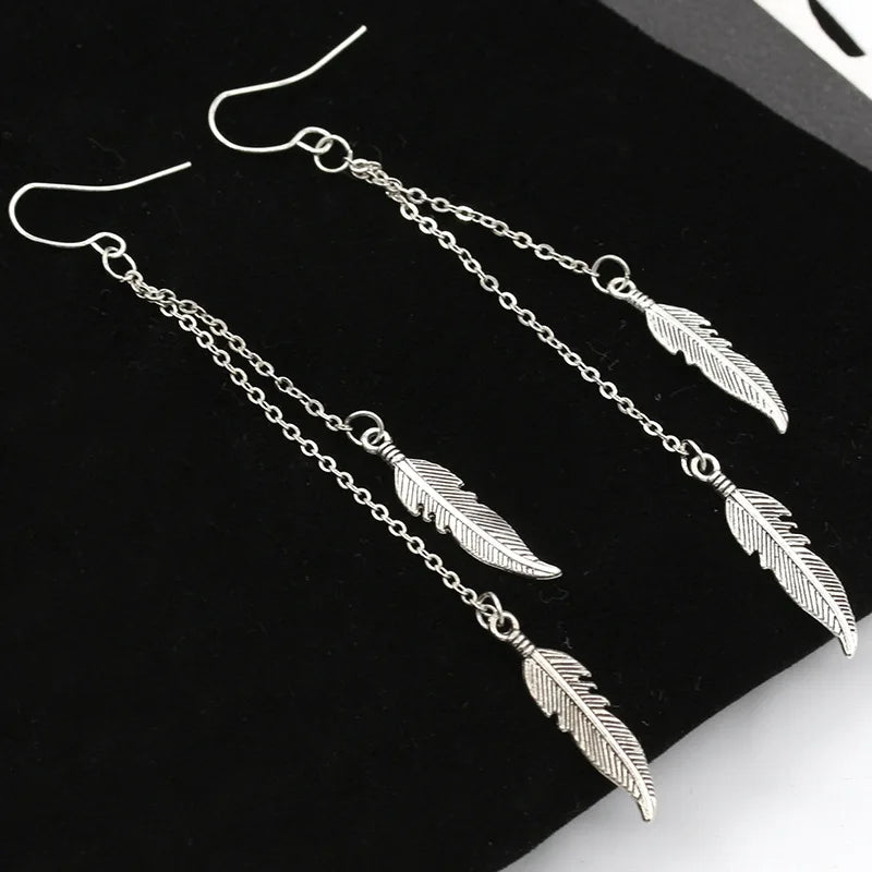 Pendientes Colgantes Plumas de plata