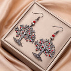 Pendientes Colgantes para Mujer Árbol de la Vida rojo