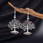 Pendientes Colgantes para Mujer Árbol de la Vida azul