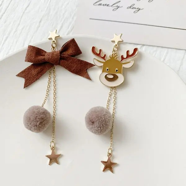 Pendientes Colgantes de Reno de Navidad