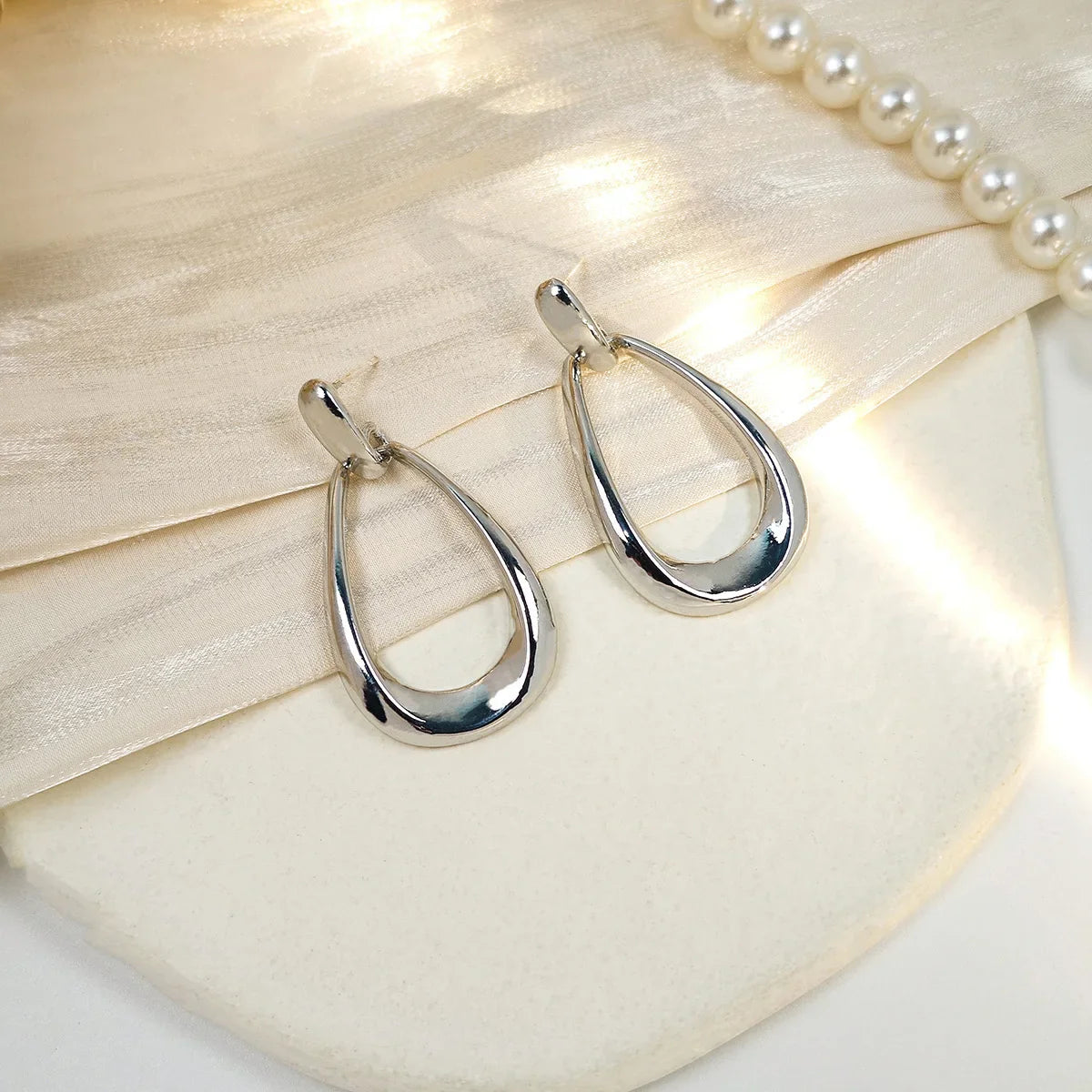 Pendientes Colgantes Retro Gota de Agua plata