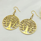 Pendientes Colgantes Redondos Árbol de la vida oro