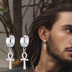 Pendientes Colgantes Estilo Egipcio Cruz de Ankh en plata