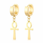 Pendientes Colgantes Estilo Egipcio Cruz de Ankh dorado
