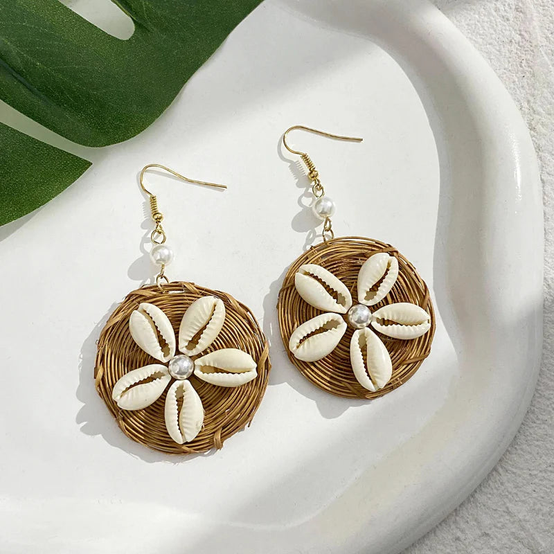 Pendientes Colgantes Estilo Natural Concha Cauri