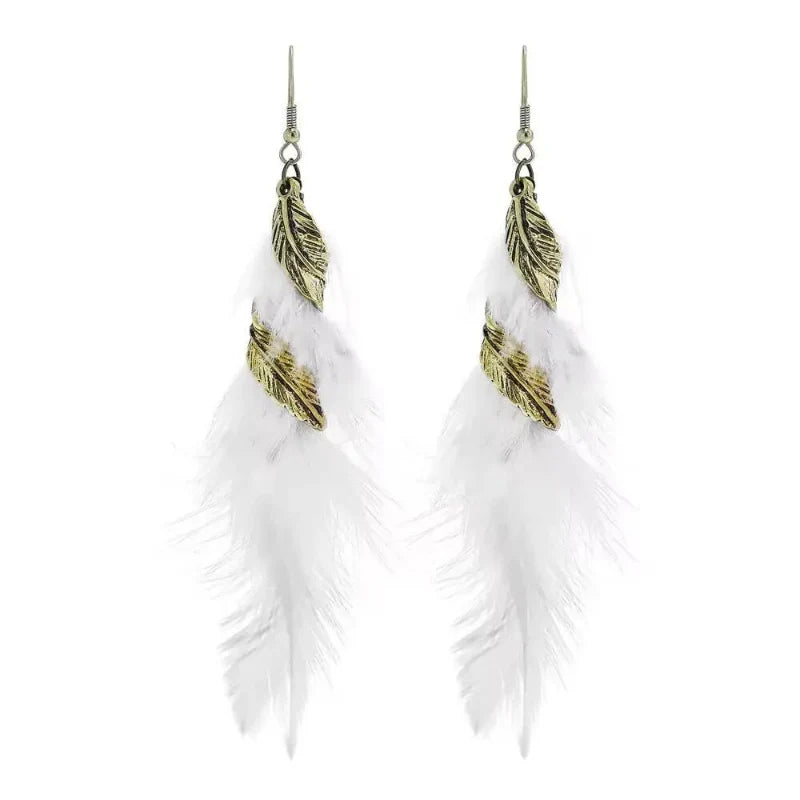 Pendientes Colgantes Estilosos con Plumas 2