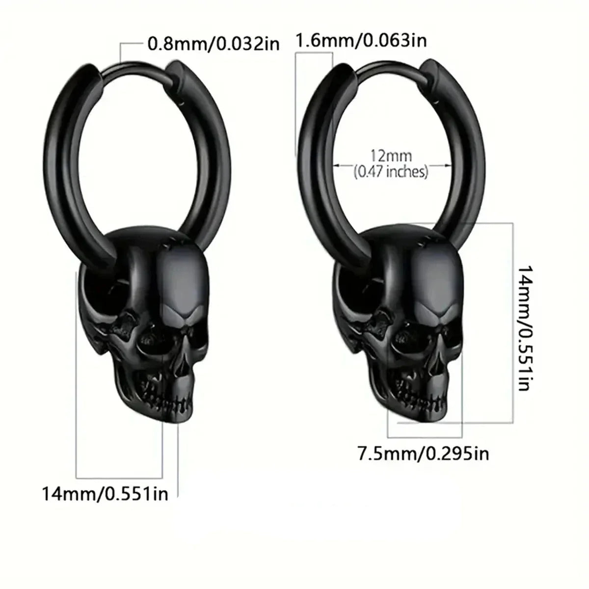 Pendientes Colgantes Calavera para Hombre