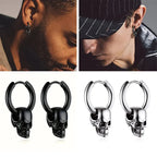 Pendientes Colgantes Calavera para Hombre plata