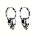 Pendientes Colgantes Calavera para Hombre plata