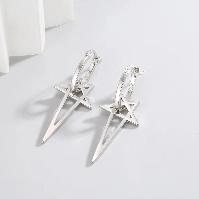 Pendientes Largos de Pentáculo Brujería Wicca Mujer