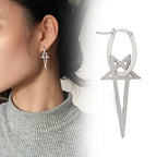 Pendientes Largos de Pentáculo Brujería Wicca Mujer