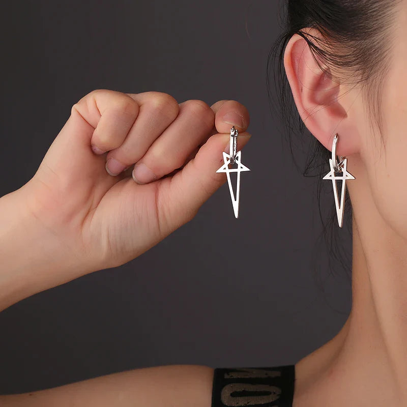Pendientes Largos de Pentáculo Brujería Wicca Mujer