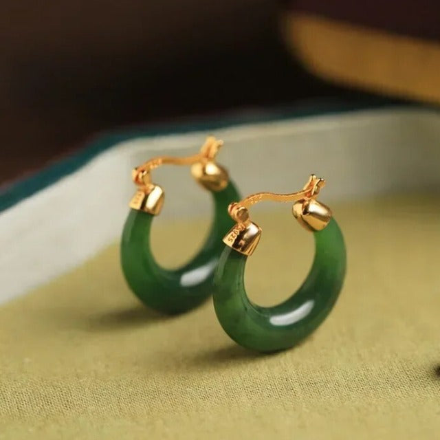 Pendientes de Piedra Jaspe Verde