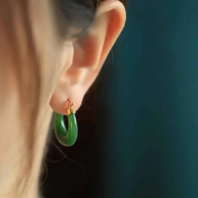 Pendientes de Piedra Jaspe Verde